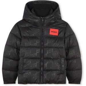 HUGO kids Black Logo Print Puffer Quilted Jacket